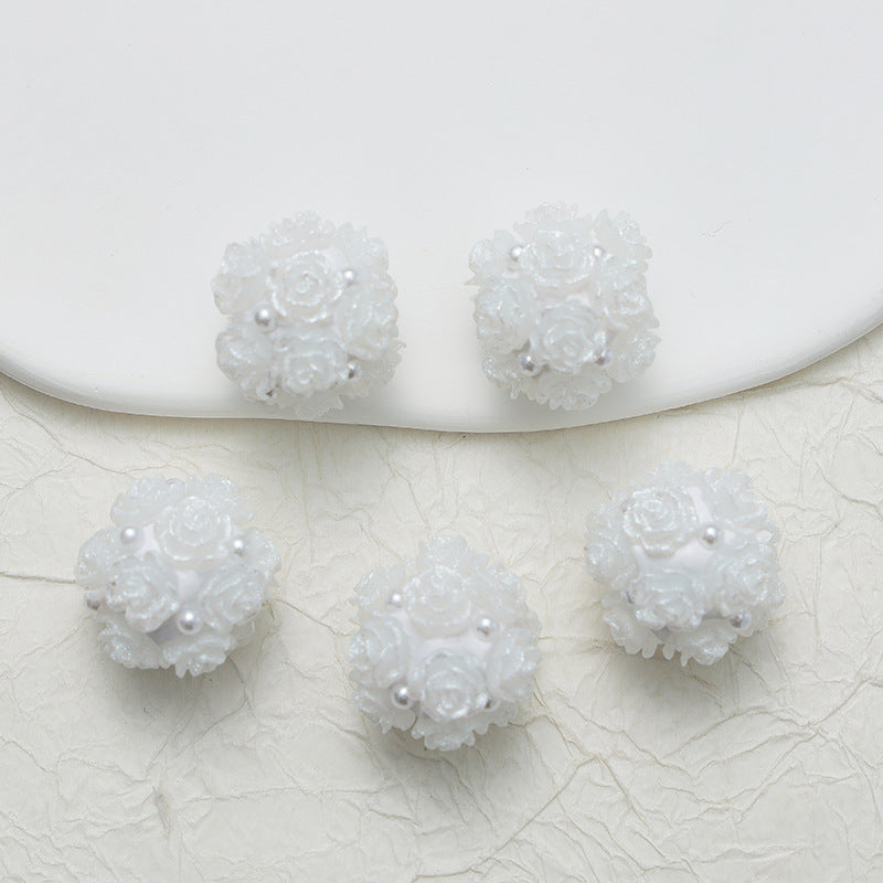Embellished Flower Cluster Clay Beads 20mm Gradient Rose 10pcs 13