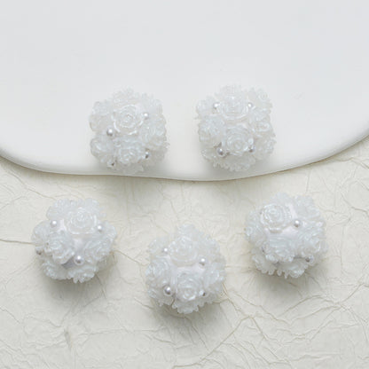 Embellished Flower Cluster Clay Beads 20mm Gradient Rose 10pcs 13