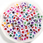 Square Acrylic Beads 6.7mm Glossy Dripping Oil Love Design 100pcs 6