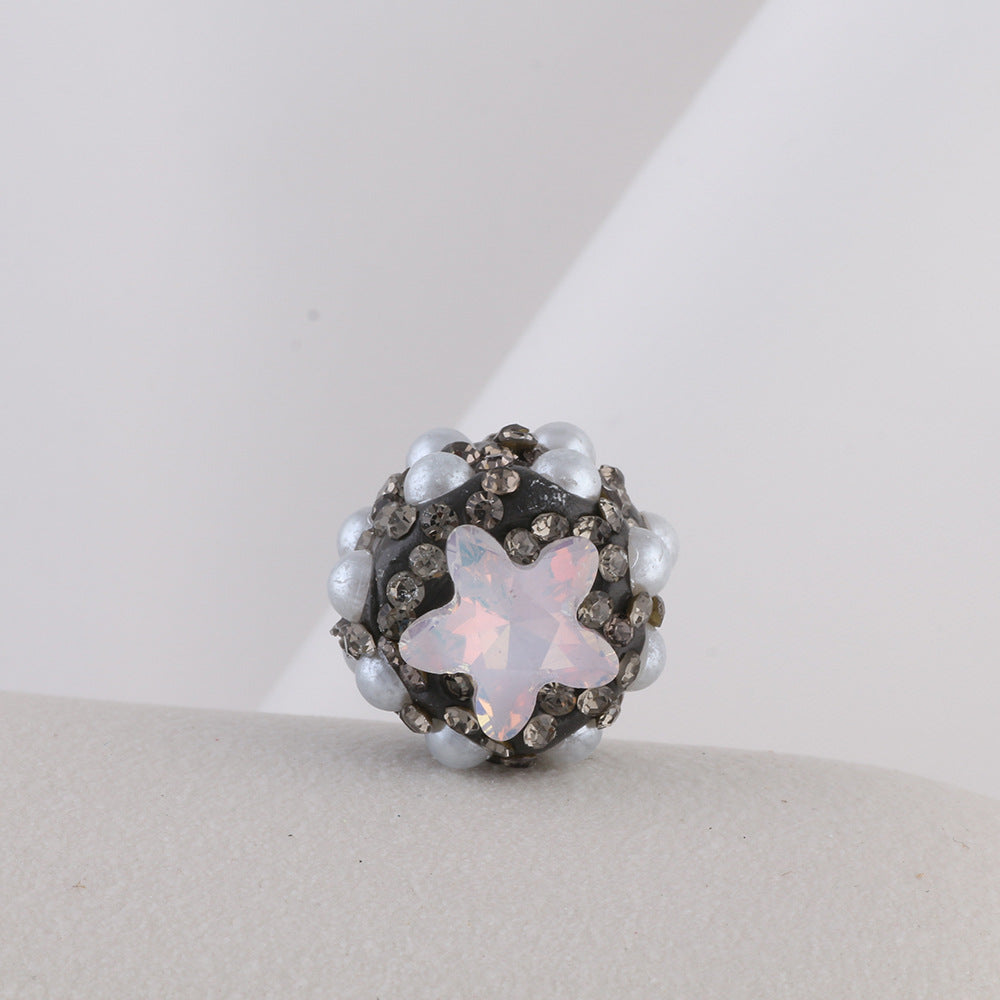 Embellished Star Clay Beads 18mm Pearl Rhinestone Bubblegum 10pcs 14