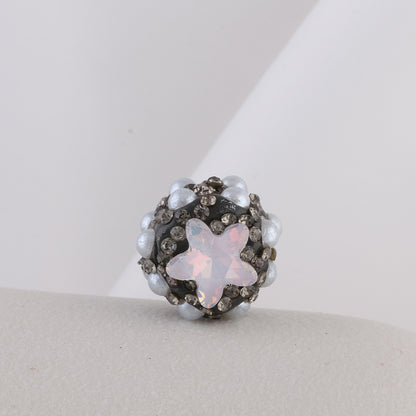 Embellished Star Clay Beads 18mm Pearl Rhinestone Bubblegum 10pcs 14