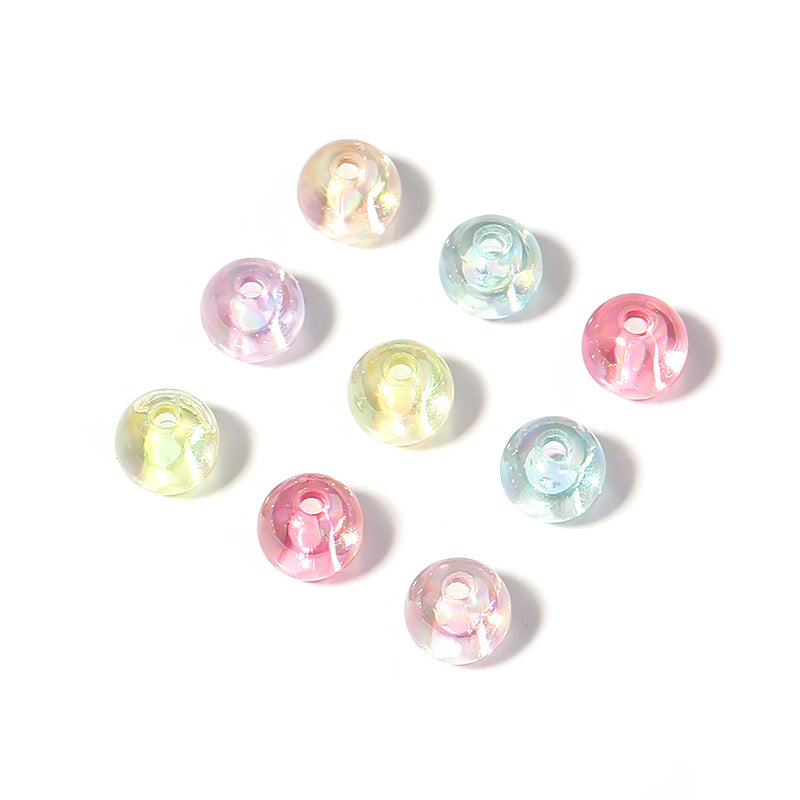 Transparent Round Acrylic Beads 6-10mm Jelly Colored Plating 100pcs 6