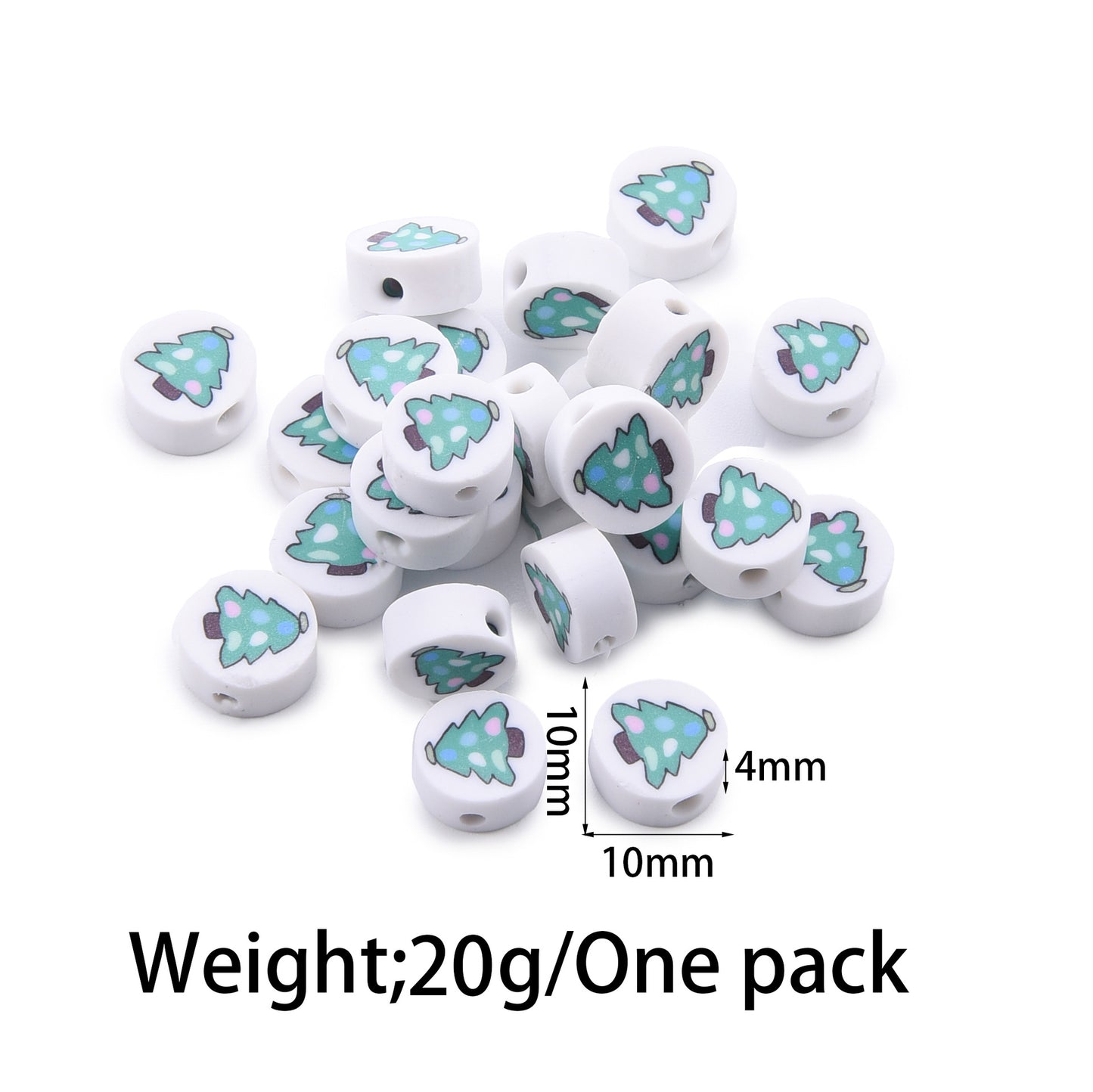 Flat Clay Beads Fruit and Christmas Tree Pattern Polymer 50pcs 13