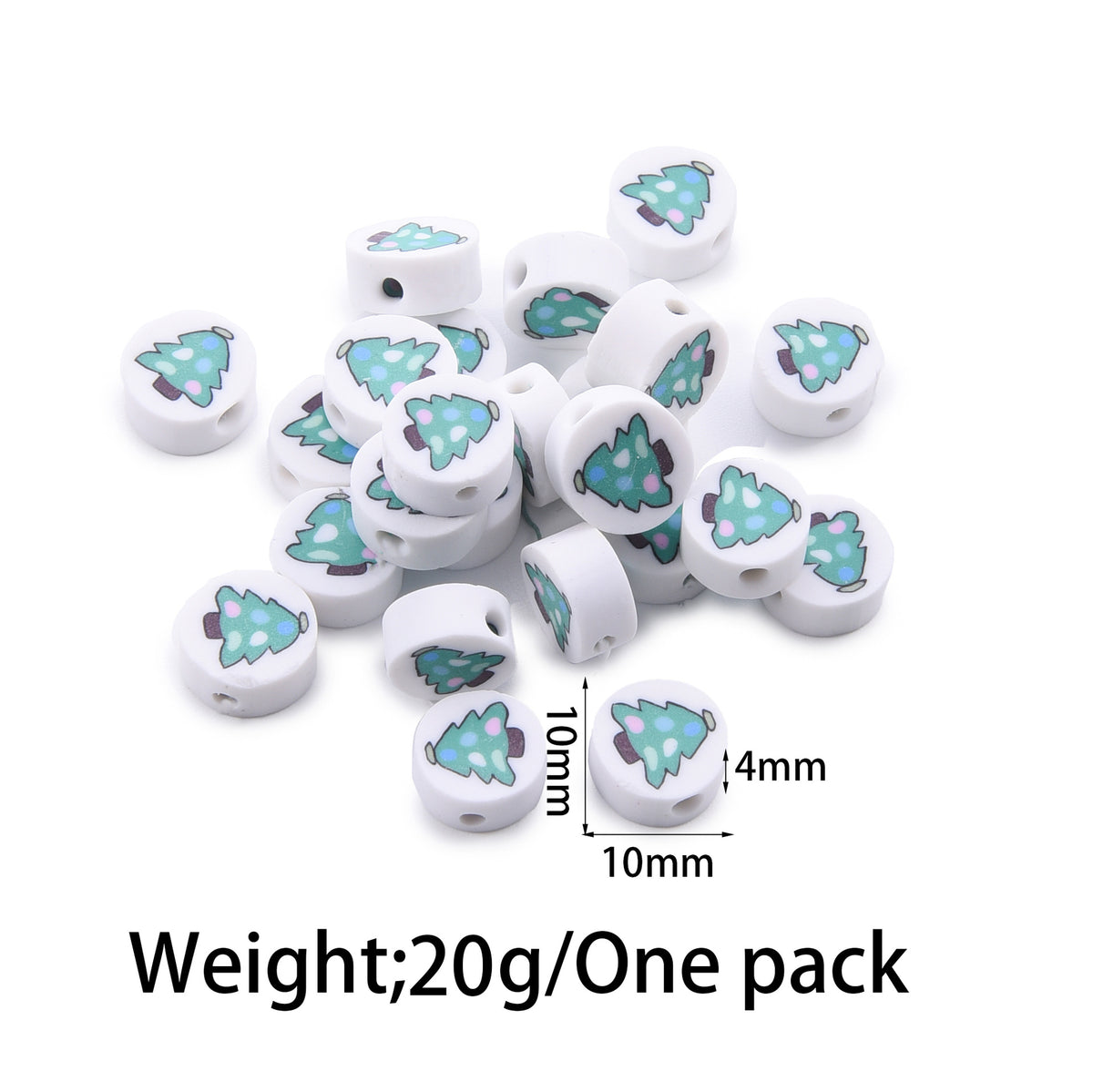 Flat Clay Beads Fruit and Christmas Tree Pattern Polymer 50pcs 13