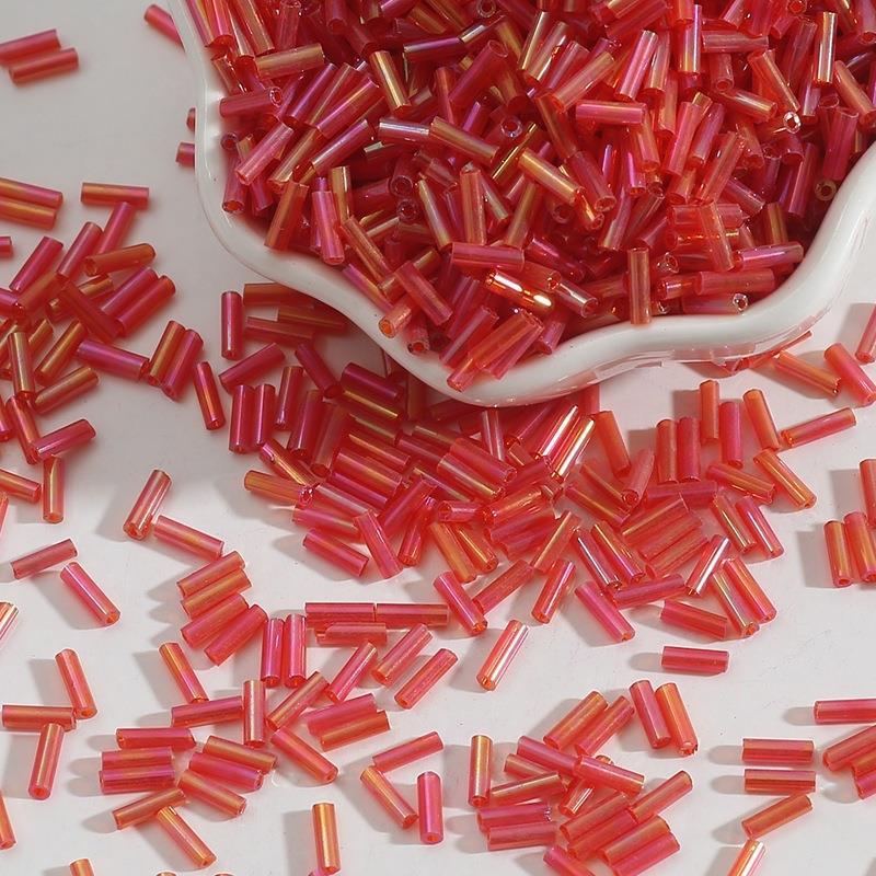 Plating Bugle Glass Beads 7mm Vibrant Polished Colors 1800pcs 12