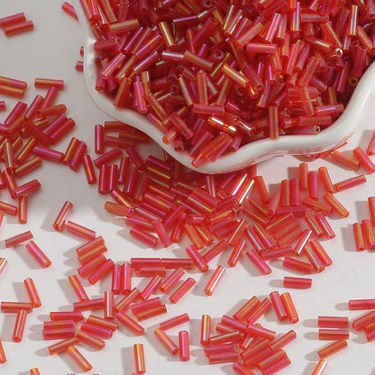 Plating Bugle Glass Beads 7mm Vibrant Polished Colors 1800pcs 12