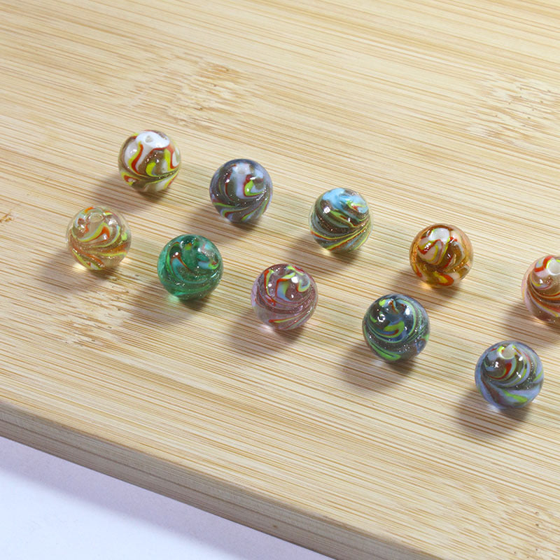 Lampwork Glass Beads Round 12/14mm Transparent Phoenix Tail Gold Foil 5pcs 2