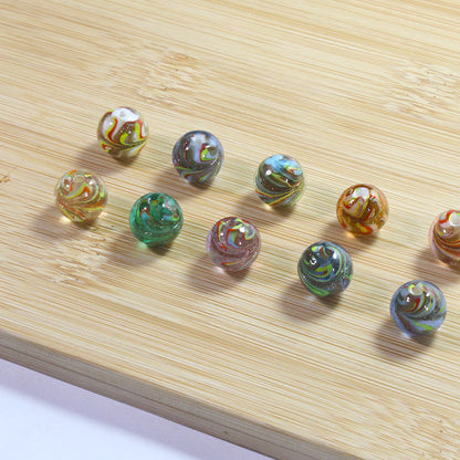 Lampwork Glass Beads Round 12/14mm Transparent Phoenix Tail Gold Foil 5pcs 2