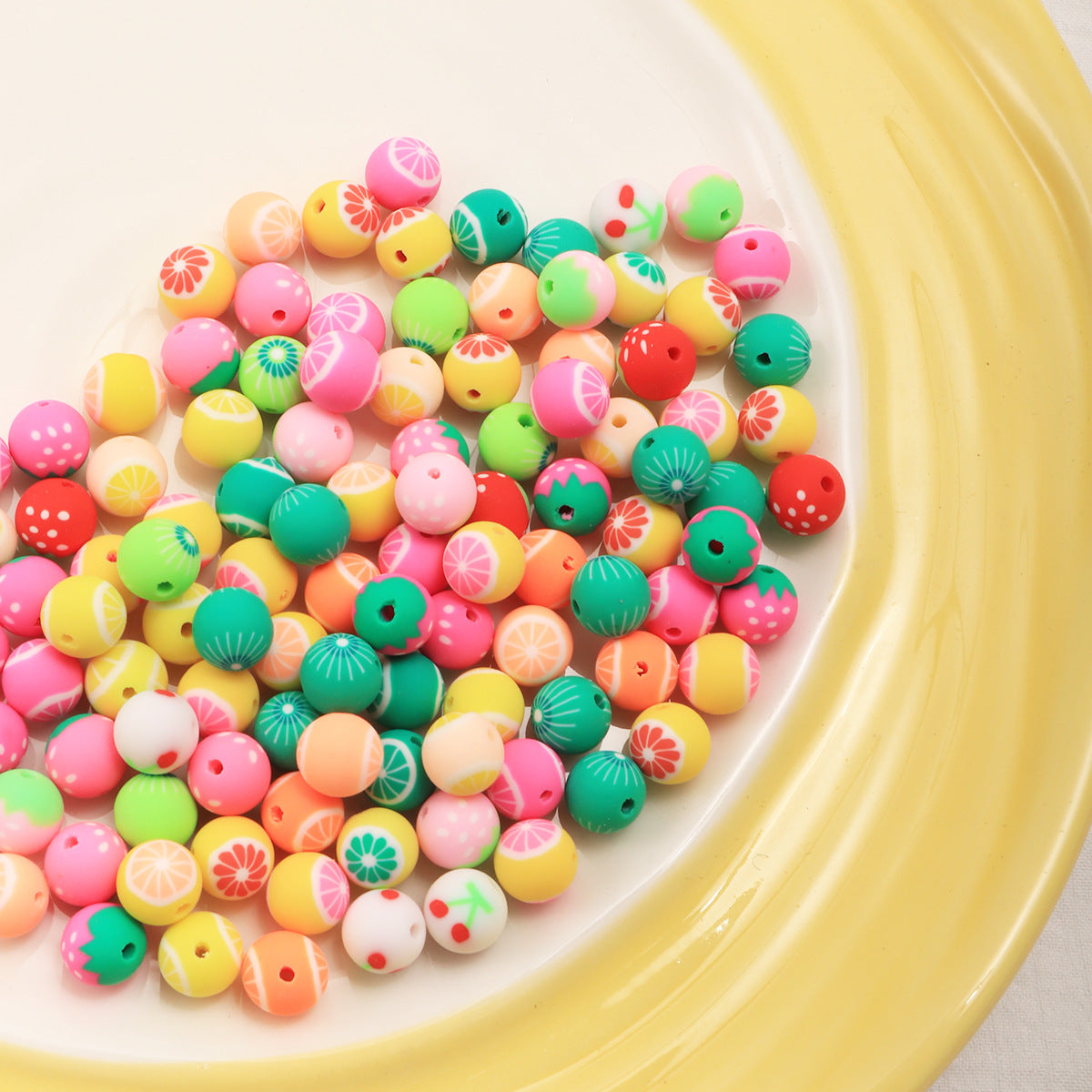 Round Clay Beads 8mm Fruit Pattern Polymer 100pcs 4