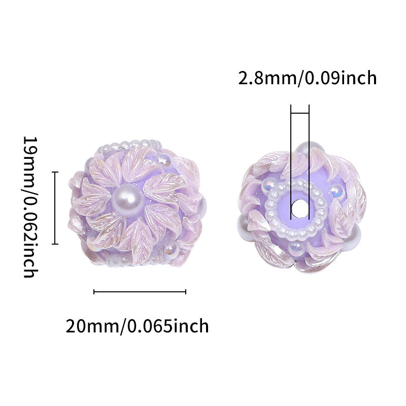 Floral Bubblegum Beads 20mm Shimmer Flower Pastel Colors 10pcs 2