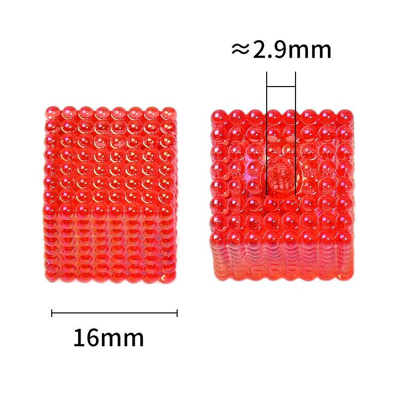 Transparent Square Acrylic Beads 16mm Colorful Bubbly Texture 50pcs 4