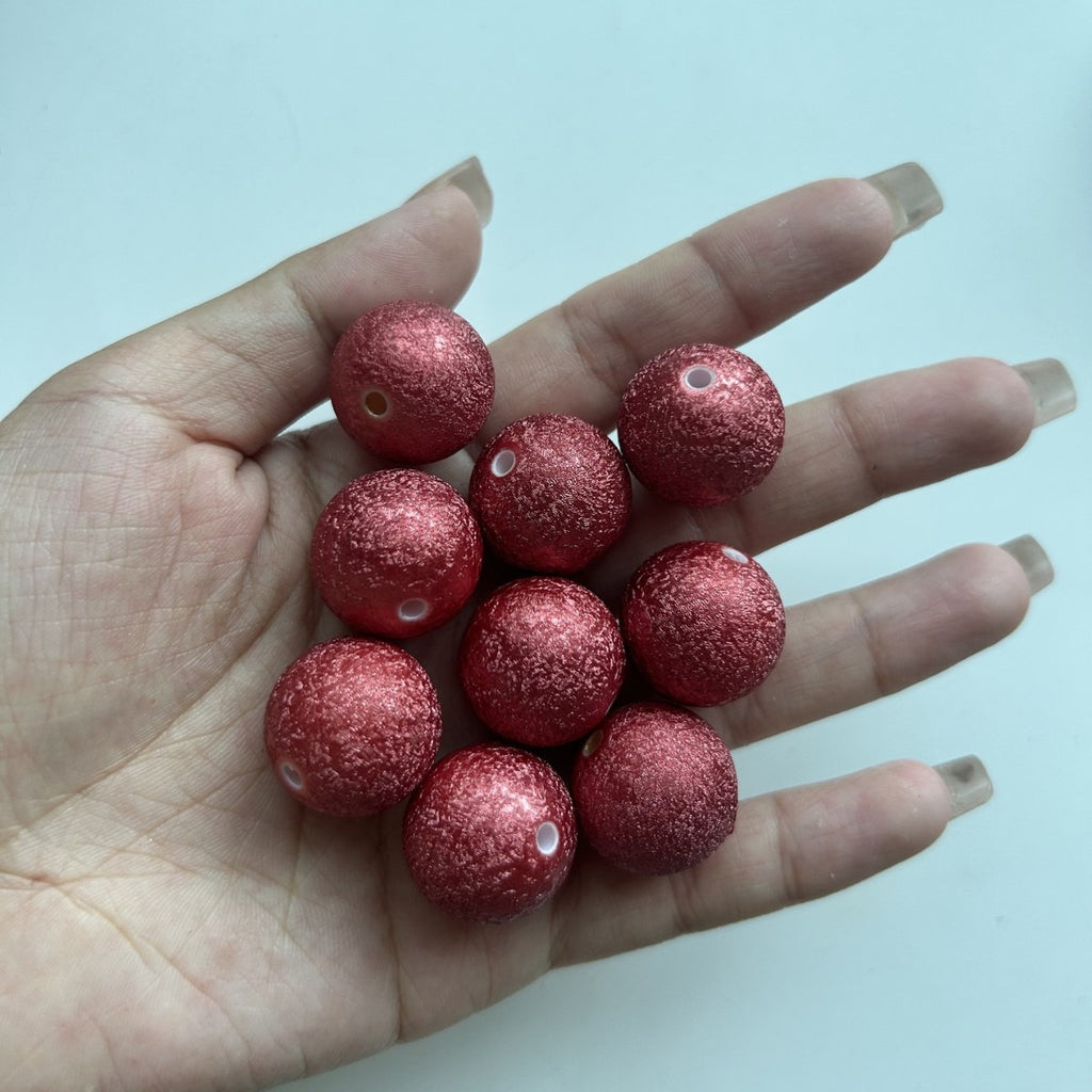 Opaque Bubblegum Beads 20mm Spray Painted Wrinkle Texture 10pcs 3