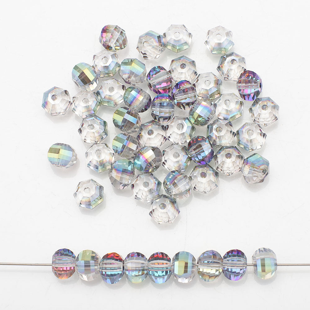 Glass Faceted Spacer Beads 8mm Plating Metallic Color 60pcs 23