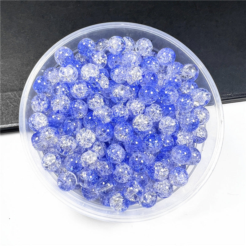 Crackle Flower Glass Beads 8mm Soft Purple Blue Gradient 3 Strands 31