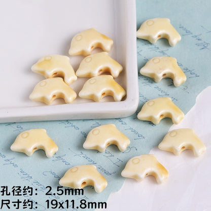 Coffee Color Ocean Creatures Ceramic Beads Hand Painted 5pcs 9