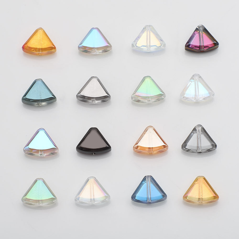 Electroplated Fan-Shaped Glass Beads 10mm Iridescent Pastel 30pcs 5