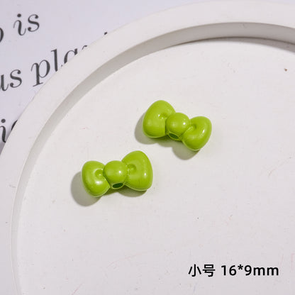 Painted Mini Bow Acrylic Beads 13mm Glossy Mixed Colors 50pcs 7