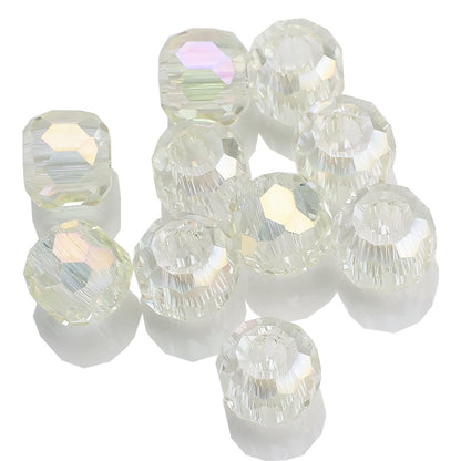 Faceted Glass Beads 14mm Large Hole Electroplated Multicolor 10pcs 17