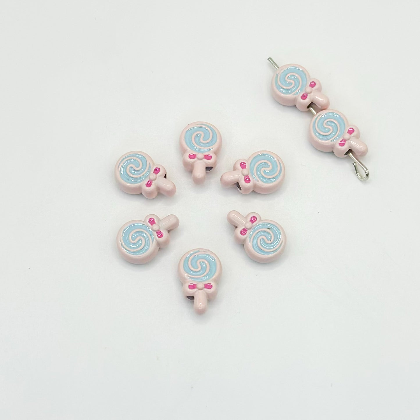 Lollipop Metal Beads 12mm Painted Alloy 10pcs 7