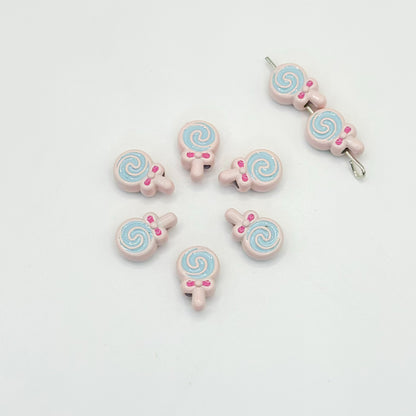 Lollipop Metal Beads 12mm Painted Alloy 10pcs 7
