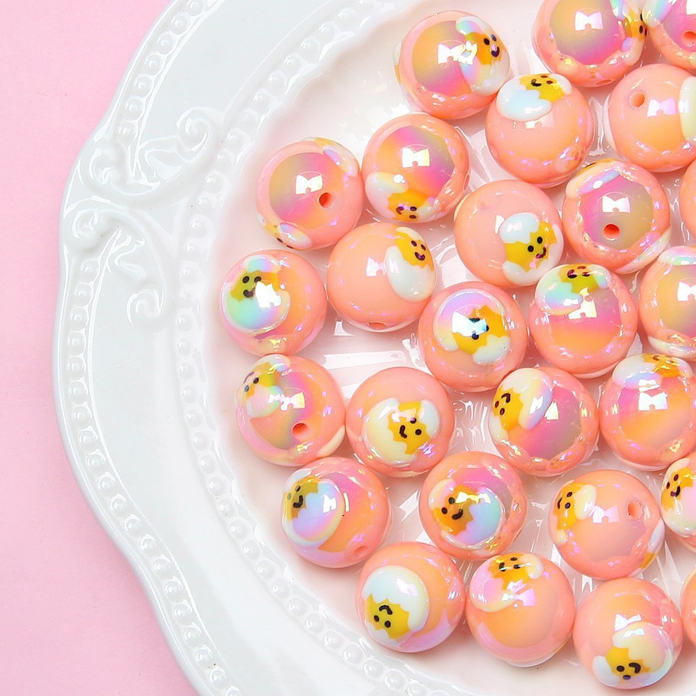 Hand Painted Daisy Bee Series Acrylic Beads 16mm Colorful Glossy 10pcs 21