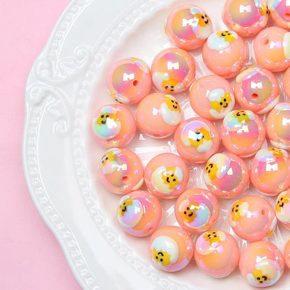 Hand Painted Daisy Bee Series Acrylic Beads 16mm Colorful Glossy 10pcs 21