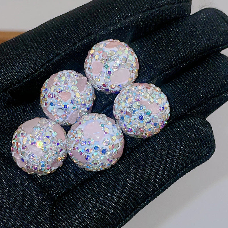 Natural Shell Embeded Rhinestone Bubblegum Ball Rhinestone Beads 16mm 10pcs 10
