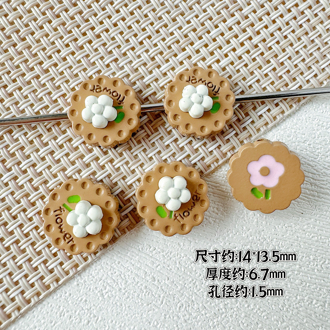 Disc Metal Beads 13mm Baking Painted Rabbit and Flower Alloy 10pcs 23