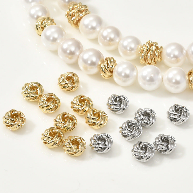 Brass Yarn Ball Metal Beads 7mm Twisted Design 10pcs 2