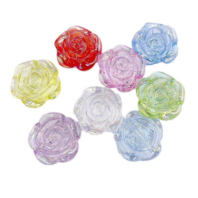 Transparent Camellia Acrylic Beads 12mm 19mm Iridescent AB 50pcs 5