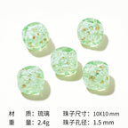 Lampwork Glass Beads Round 12mm Crackle Sugar Texture Foil 25pcs 4