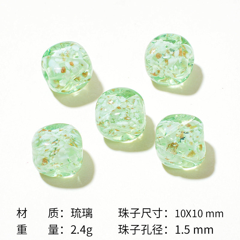 Lampwork Glass Beads Round 12mm Crackle Sugar Texture Foil 25pcs 4