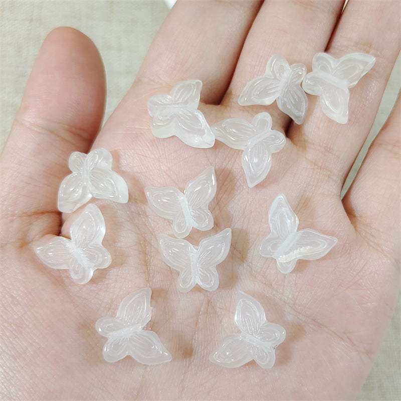 Imitation Hotan Jade Butterfly Resin Beads 14mm Soft Jade Tones 10pcs 4