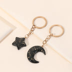 Acrylic Star Moon Couple Keychain Gold Flakes Delicate Chain 3