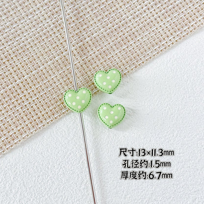 Heart and Rabbit Metal Beads Polka Dot Painted Alloy 10pcs 6