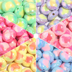 Two-Color Flat Round Bear Printed Acrylic Beads 18mm 10pcs