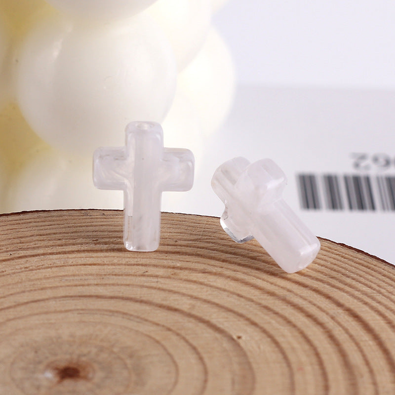 Imitation Jade Ink Color Cross Acrylic Beads 15mm Glossy Swirl 100pcs 8