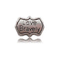 Heart Metal Beads Large Hole Antique Silver Tone 50pcs 14