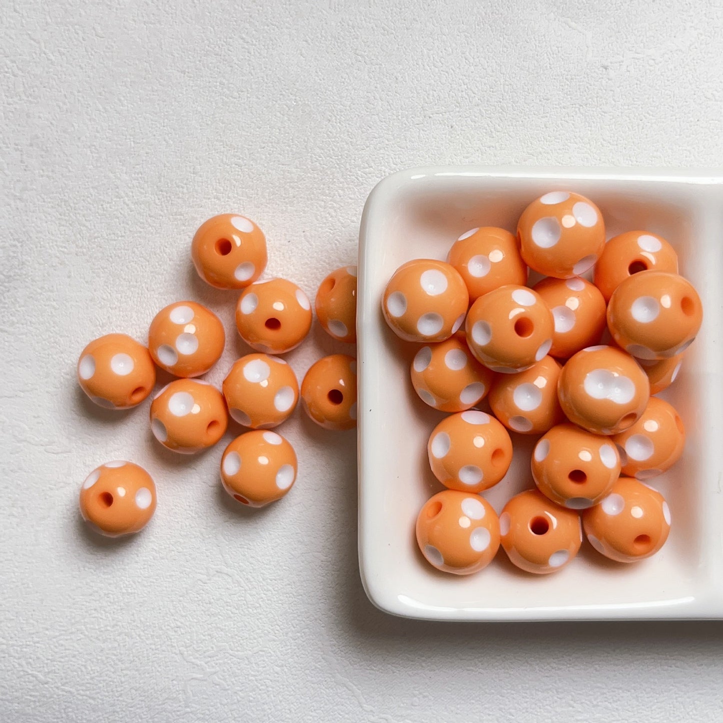 Bright Polka Dot Resin Beads 12mm Glossy Multicolor 20pcs 11
