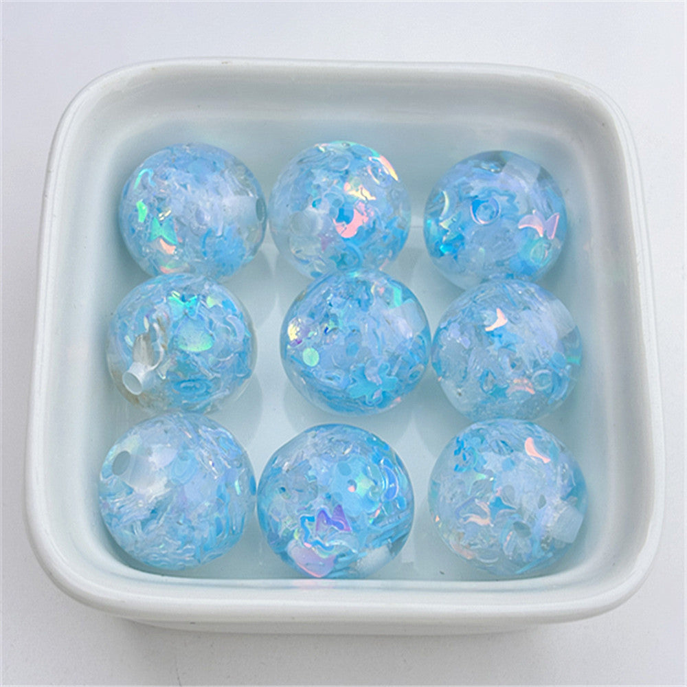 Snowflake Resin Beads 16mm Clear Sequin Filled Round 50pcs 8
