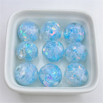 Snowflake Resin Beads 16mm Clear Sequin Filled Round 50pcs 8