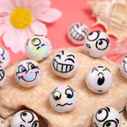 UV Plating Round Acrylic Beads 16mm Funny Emoji Faces 50pcs 3