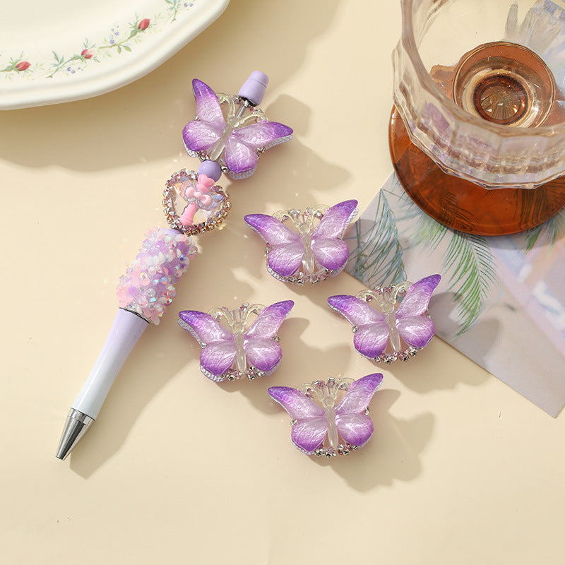 Lively Gradient Butterfly Acrylic Beads 30mm Pastel Ombre 10pcs 7