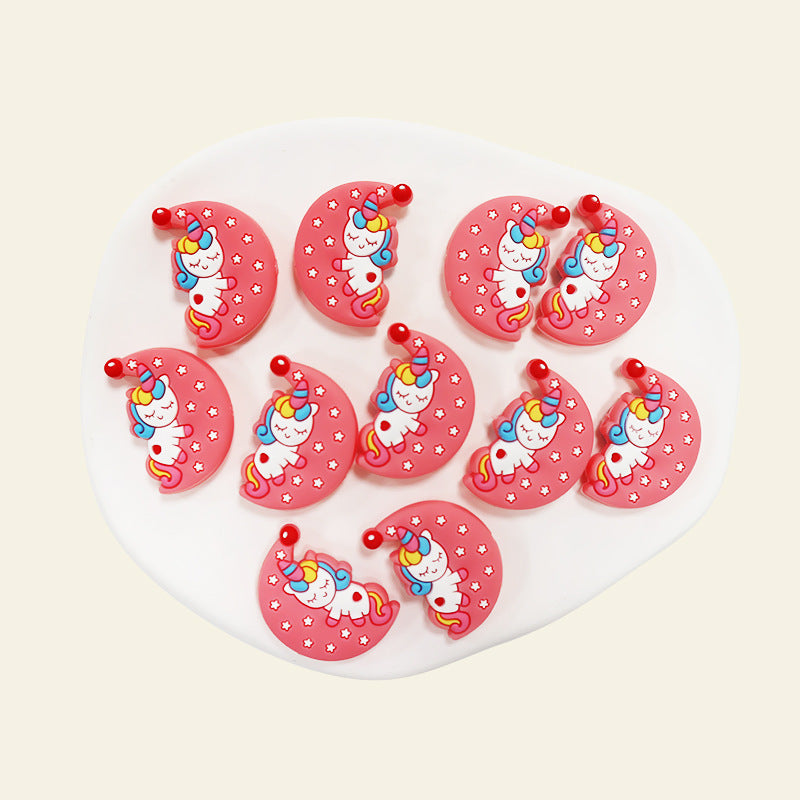 Silicone Focal Beads Lunar Unicorn Holding Moon 20pcs 14