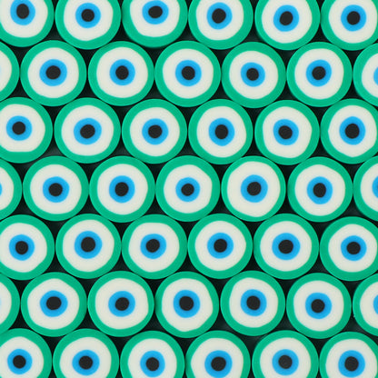 Flat Clay Beads 10mm Evil Eye Polymer Bright Mixed Colors 100pcs 10
