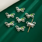 Jewelled Bow Rhinestone Beads 22mm Alloy Decorative 10pcs 6
