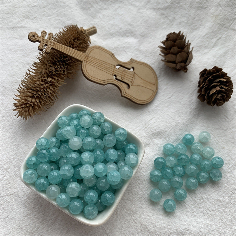 Crackle Glass Beads Round 8mm Textured Shimmer Mixed Colors 50pcs 19