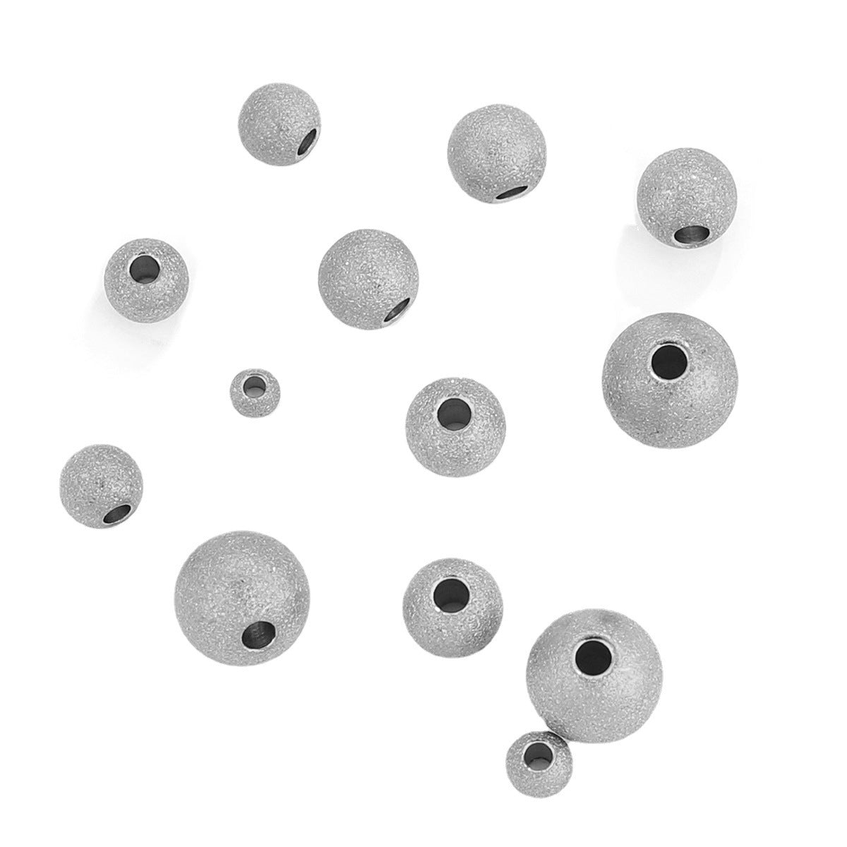 Stainless Steel Round Metal Beads 3-8mm Matte Color Retaining 50pcs 5