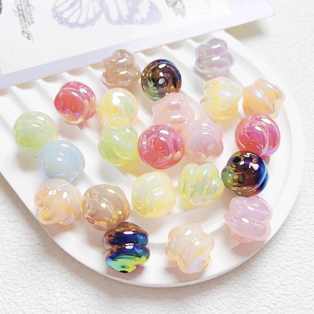 Glow Twisted Acrylic Beads 16mm Pastel Plating 20pcs