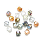 Faceted Four Sided Glass Beads 8mm Electroplated Colorful 50pcs 6